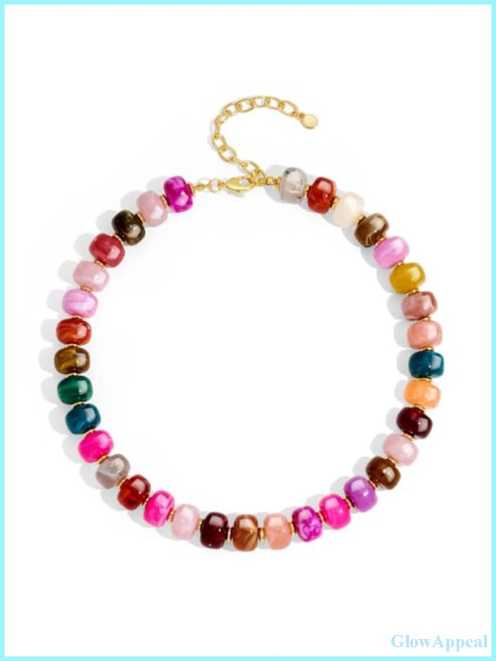 Chunky Acrylic Beaded Statement Necklace with Gold Tone Copper Chain